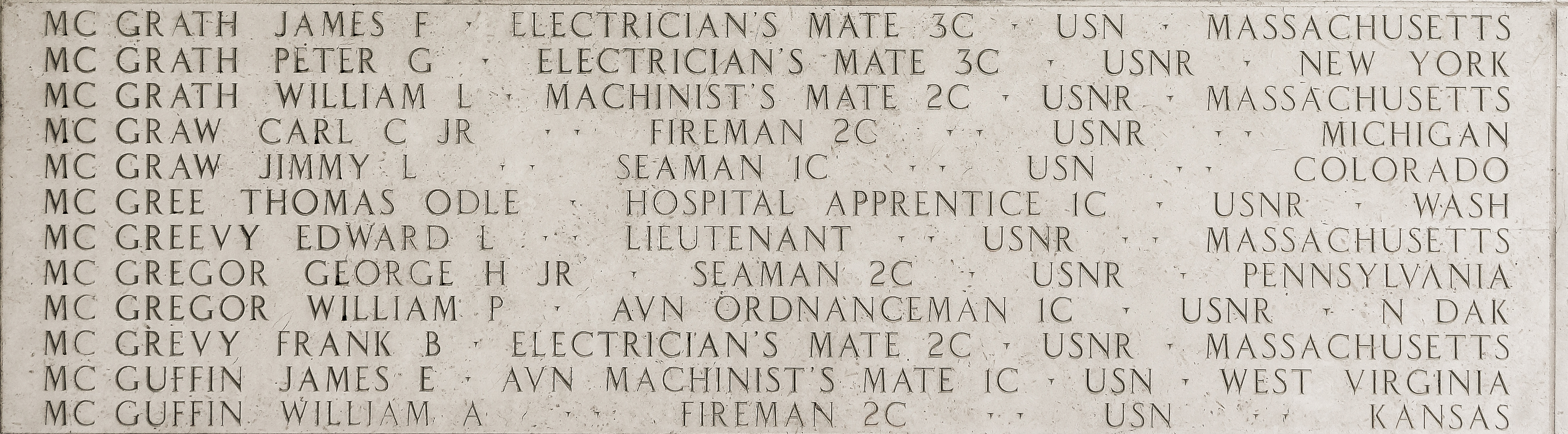 Peter G. McGrath, Electrician's Mate Third Class